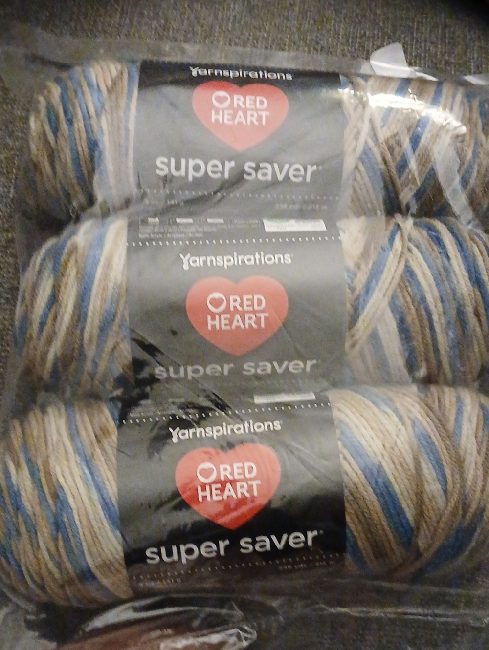 Red Heart Super Saver Yarn. 3pk Of MIRAGE.